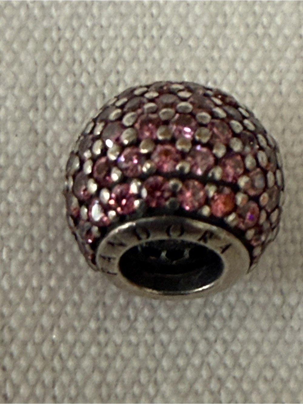 Authentic Pandora Pink Pavé CZ Charm Silver